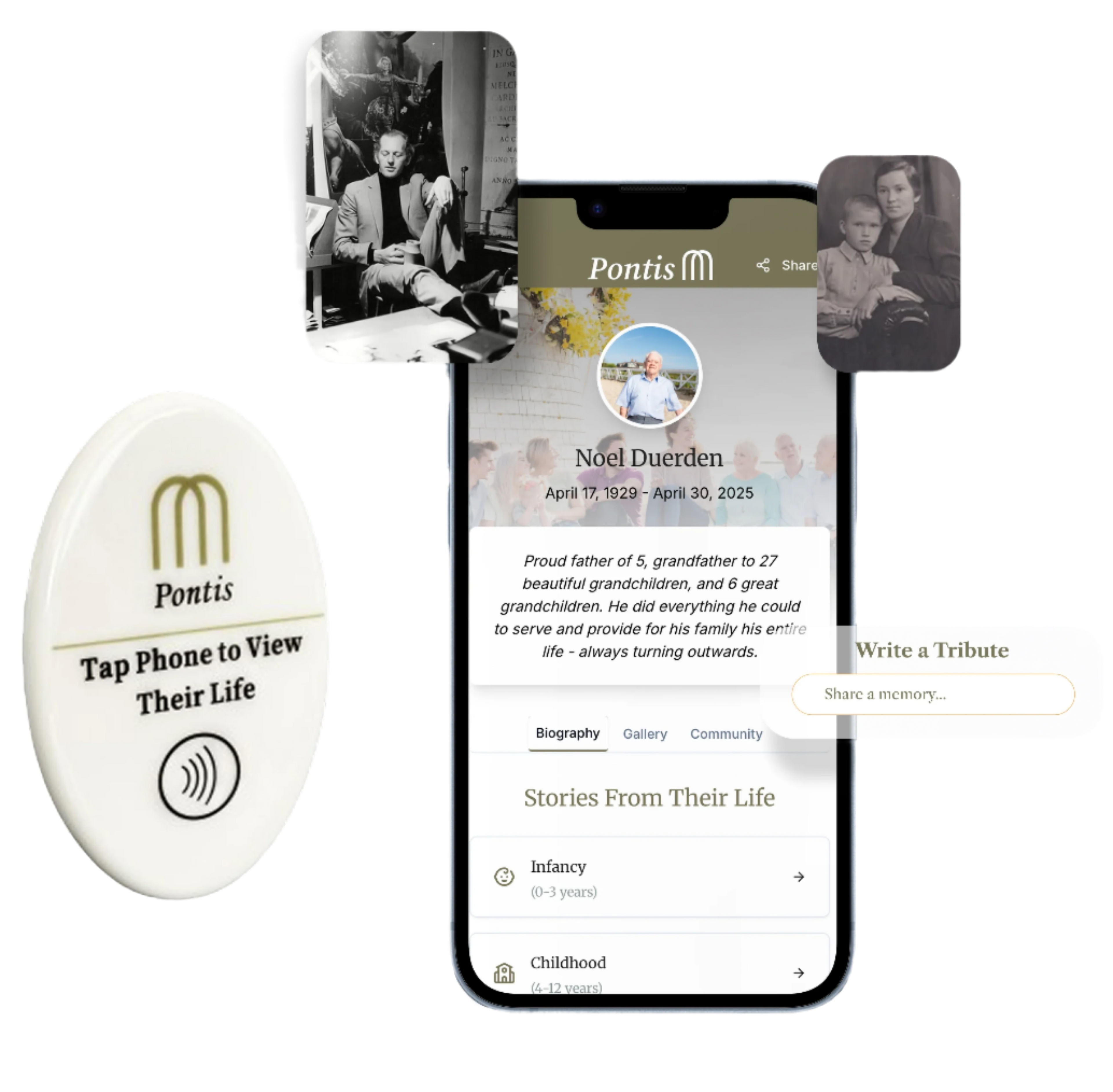 Pontis memory stone is linked to an online memorial that showcases the entire life story